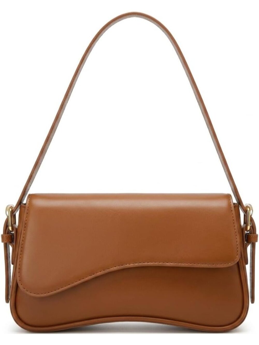 👜Womens Light Brown PU Leather Y2K Shoulder Bag Underarm Crossbody Travel Purse